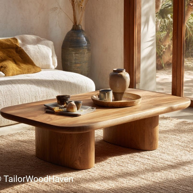 Rustic Coffee Table Rectangular With Natural Wood Character