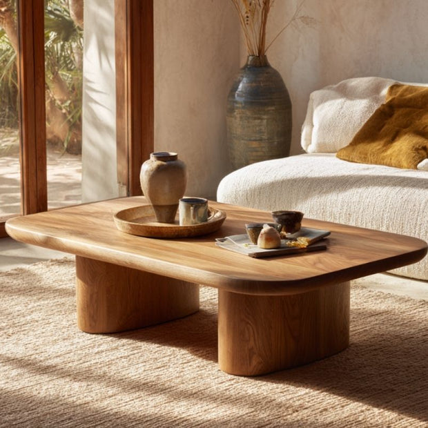 Rustic Coffee Table Rectangular With Natural Wood Character