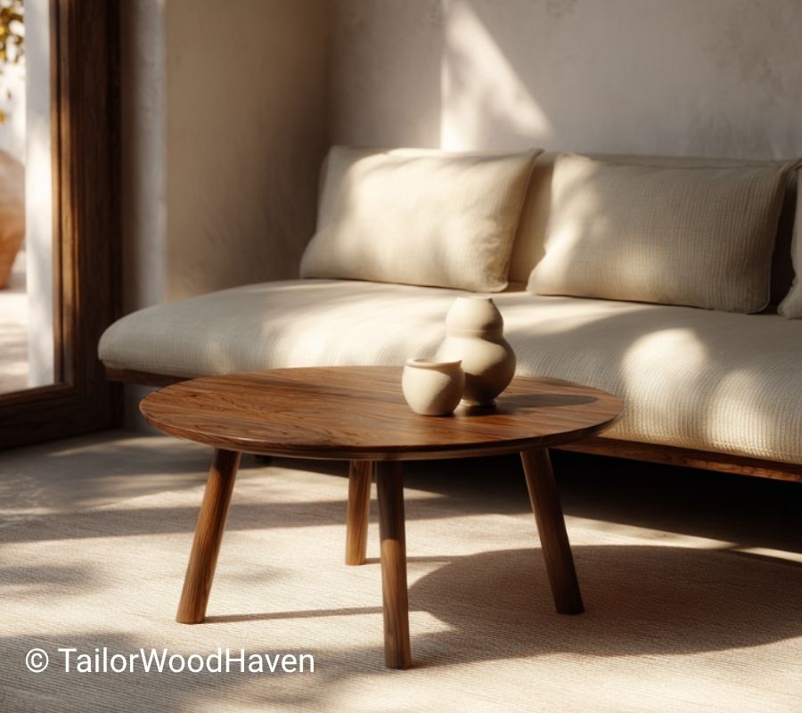Rustic Coffee Table Round With Natural Wood Character