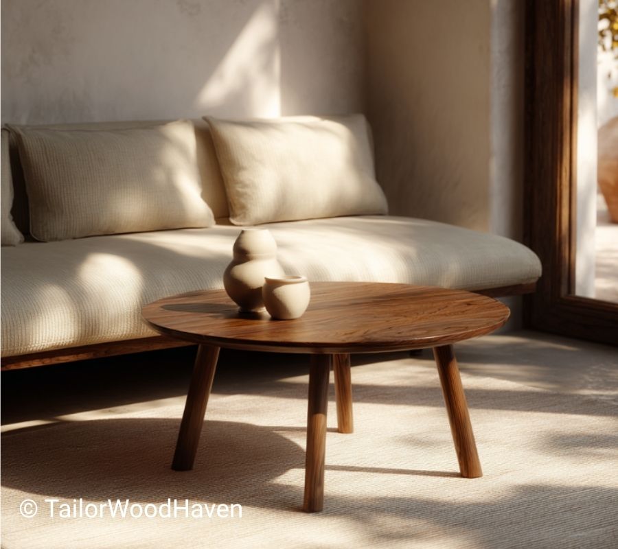 Rustic Coffee Table Round With Natural Wood Character