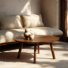 Rustic Coffee Table Round With Natural Wood Character