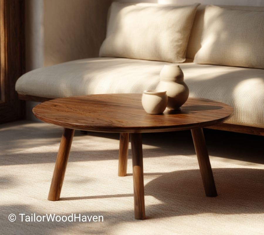 Rustic Coffee Table Round With Natural Wood Character