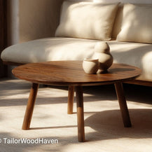 Rustic Coffee Table Round With Natural Wood Character