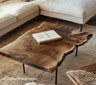Rustic Square Coffee Table With Natural Wood Slab