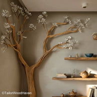 Tree Corner Shelf Artistic Wooden Shelf Shaped Like a Tree, Designed to Fit Perfectly Into Room Corners