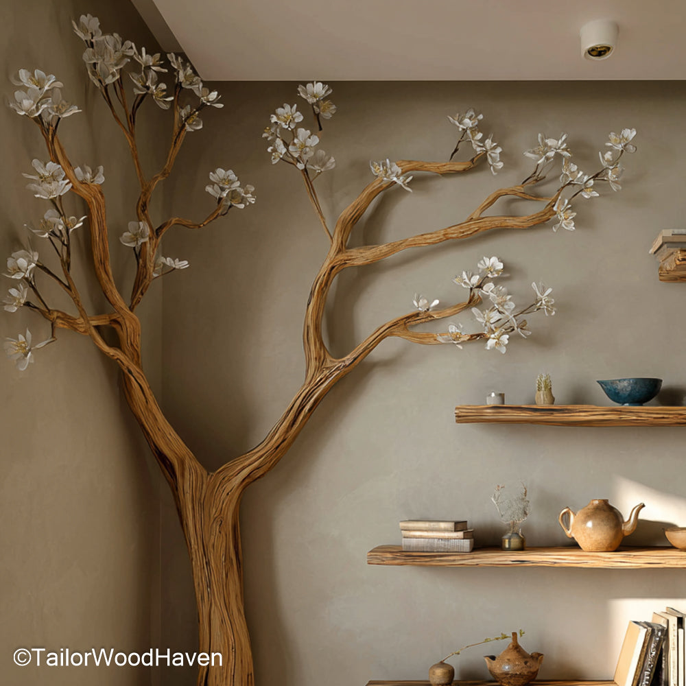 Tree Corner Shelf Artistic Wooden Shelf Shaped Like a Tree, Designed to Fit Perfectly Into Room Corners