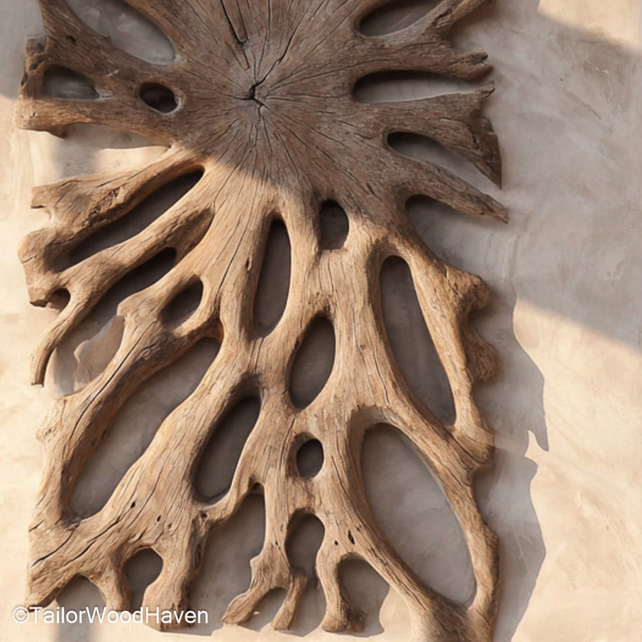 Driftwood Wall Art Ideas brought to life with layered pieces of driftwood in geometric or organic layouts, offering a rustic and creative wall statement