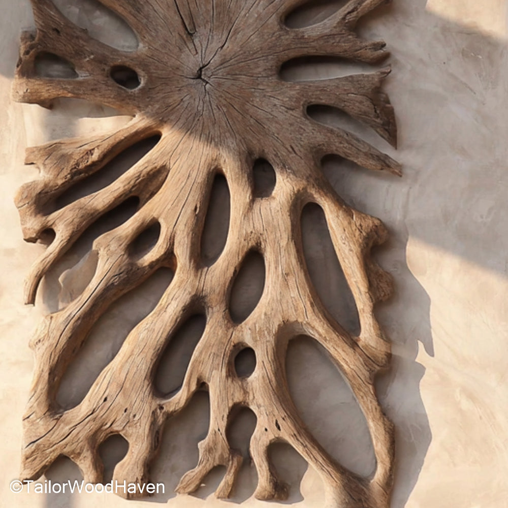 Driftwood Wall Art Ideas brought to life with layered pieces of driftwood in geometric or organic layouts, offering a rustic and creative wall statement