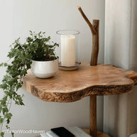 Floating Side Table for Bed crafted with a slim wall mounted form and real wood surface, perfect for bedside function in modern or rustic settings