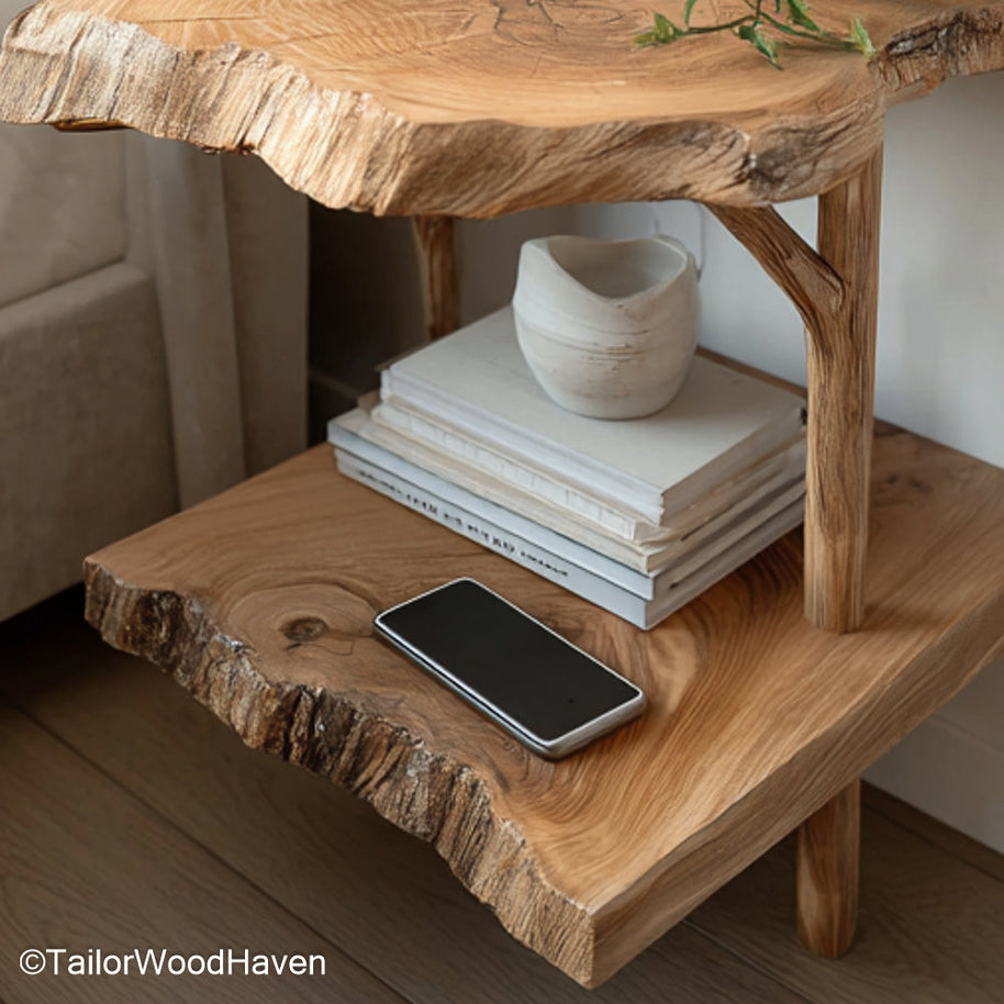 Mounted Bedside Table crafted in real timber with sleek floating support, a perfect space saving solution for bedrooms or small living areas