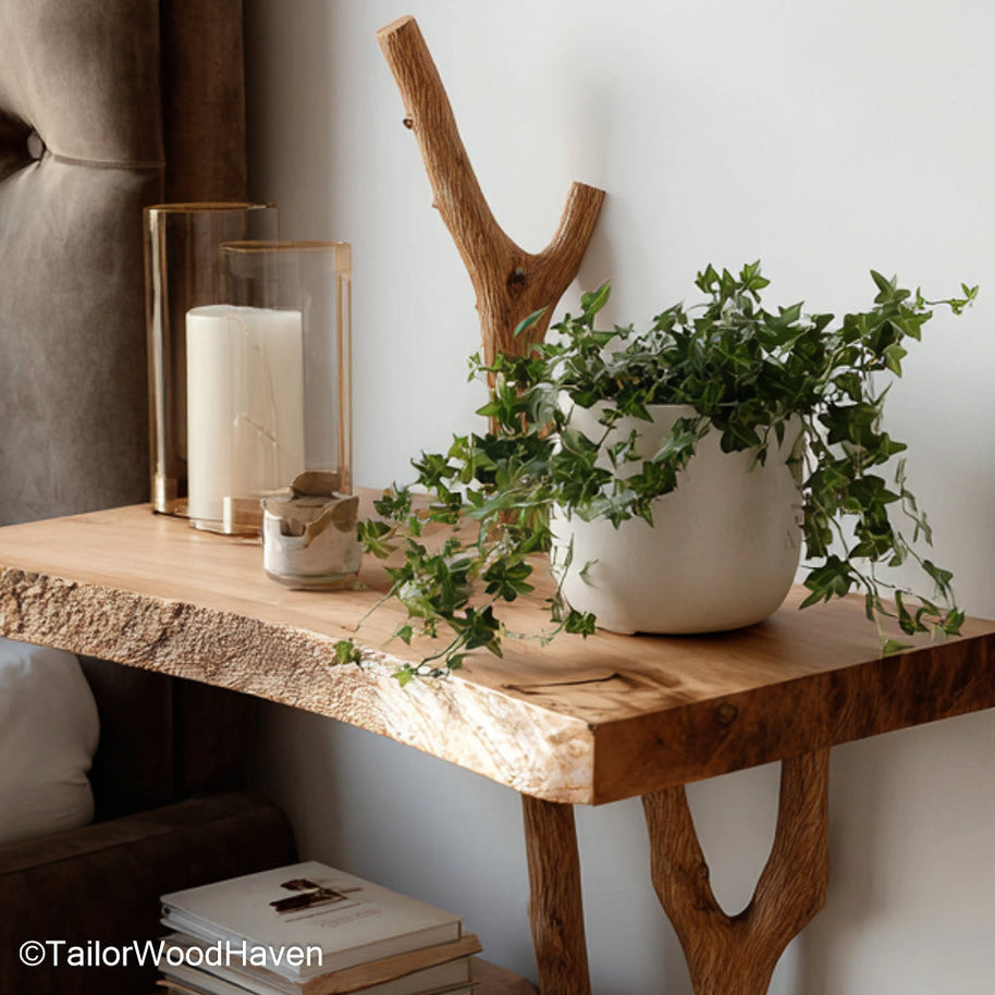 Wall Nightstand Shelf built with solid timber in a floating shelf format, ideal for space saving bedside storage in modern or compact bedrooms