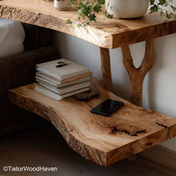 Wall Nightstand Shelf built with solid timber in a floating shelf format, ideal for space saving bedside storage in modern or compact bedrooms