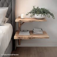 Floating bedside table real wood built with solid wood and bracket free support, combining clean floating function with long lasting natural materials