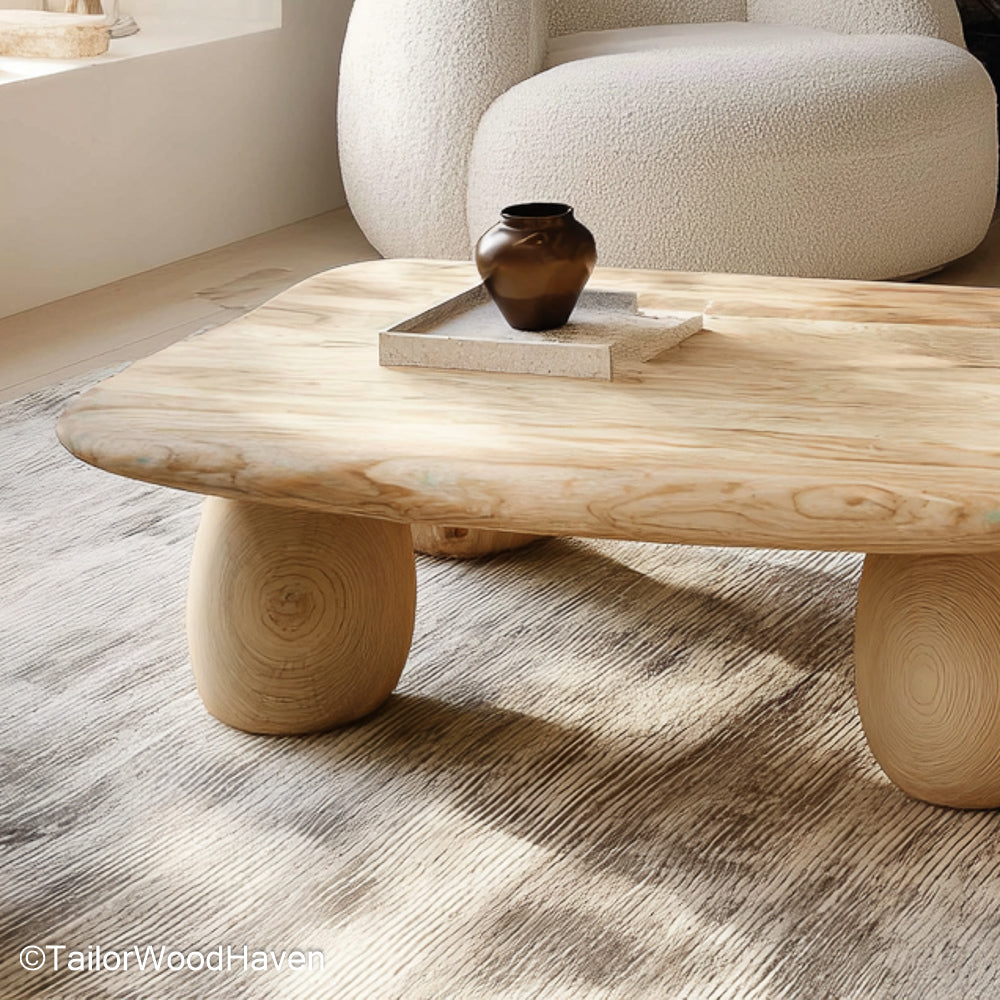 Wood Slab Live Edge Coffee Table Handcrafted Coffee Table Made from a Solid Wood Slab with Natural Live Edge for Rustic Interiors