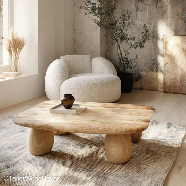 Wood Slab Live Edge Coffee Table Handcrafted Coffee Table Made from a Solid Wood Slab with Natural Live Edge for Rustic Interiors