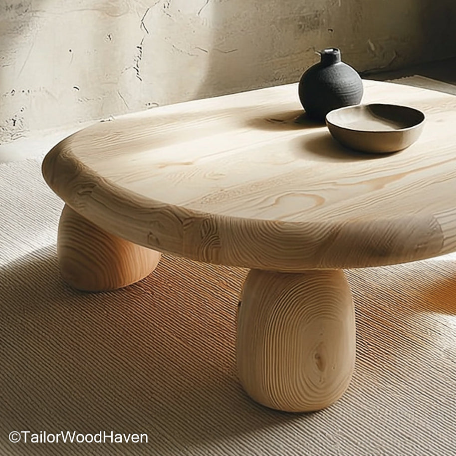 Rounded Corners Coffee Table Wooden Coffee Table with Rounded Corners and Live Edge Design for a Soft, Rustic Look