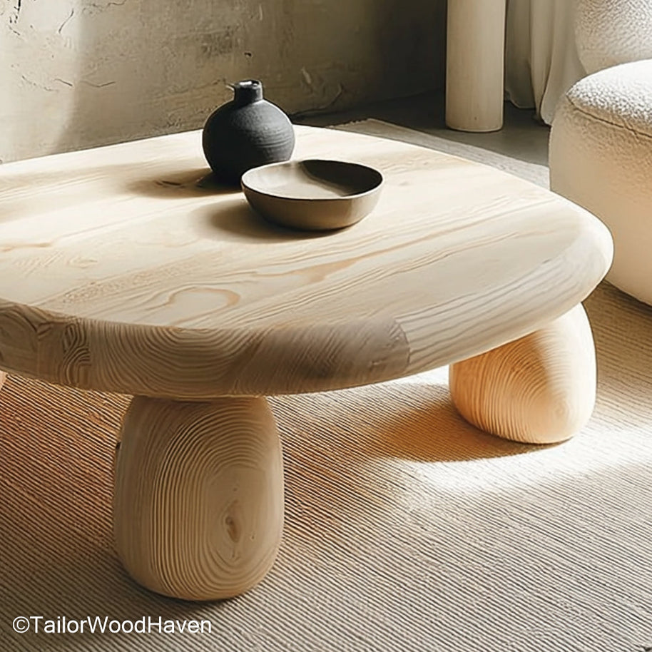 Rounded Corners Coffee Table Wooden Coffee Table with Rounded Corners and Live Edge Design for a Soft, Rustic Look