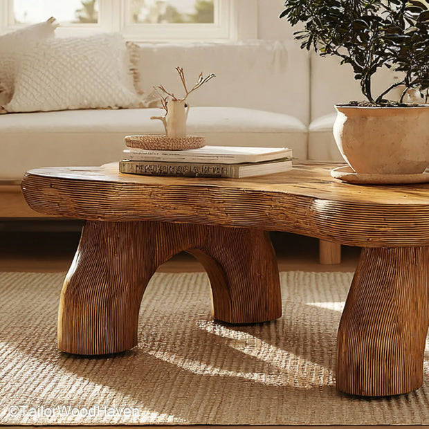 Live Edge Slab Coffee Table Solid Slab Coffee Table with Live Edge Detailing for Rustic, Artisan Room Settings