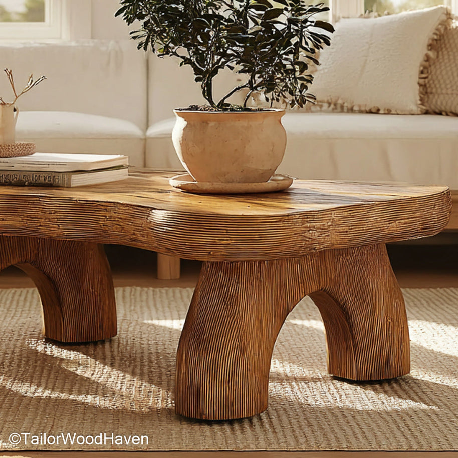 Live Edge Slab Coffee Table Solid Slab Coffee Table with Live Edge Detailing for Rustic, Artisan Room Settings