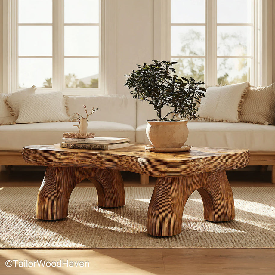Live Edge Slab Coffee Table Solid Slab Coffee Table with Live Edge Detailing for Rustic, Artisan Room Settings