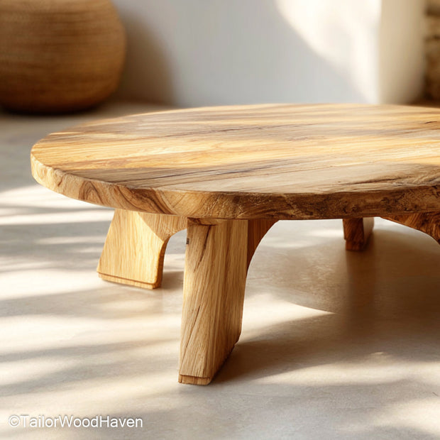 Live Edge Round Coffee Table Handcrafted Round Coffee Table Made from Solid Wood with Organic Live Edge Design
