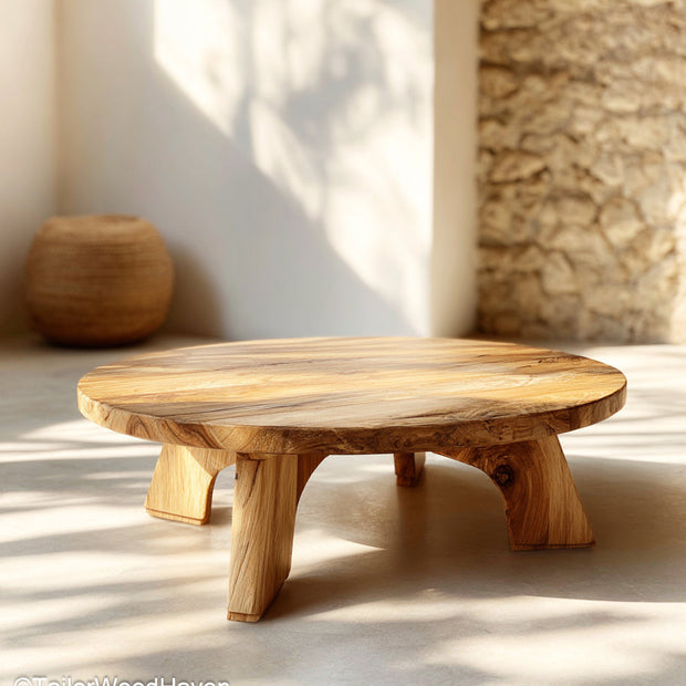 Live Edge Round Coffee Table Handcrafted Round Coffee Table Made from Solid Wood with Organic Live Edge Design