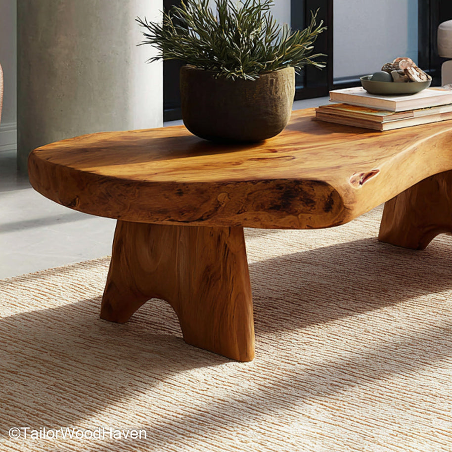 Coffee Table Live Edge Solid Wood Coffee Table with Live Edge Finish for Earthy, Nature Inspired Living Rooms
