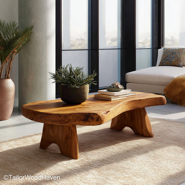 Coffee Table Live Edge Solid Wood Coffee Table with Live Edge Finish for Earthy, Nature Inspired Living Rooms