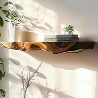Deep floating shelves with 10 inch depth for storing large decor pieces, plants, books, or functional entryway accessories