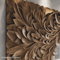 Carved Wood Wall Decor Handcrafted Carved Wood Wall Art for Rustic, Traditional, or Organic Wall Displays