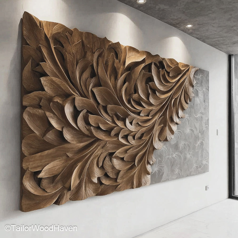 Carved Wood Wall Decor Handcrafted Carved Wood Wall Art for Rustic, Traditional, or Organic Wall Displays
