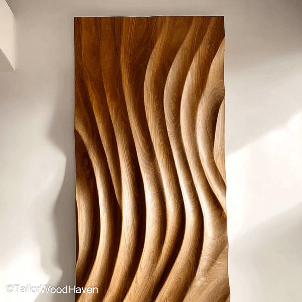 Modern Wood Art Wall Contemporary Wooden Wall Art Featuring Minimalist Design and Natural Grain Texture