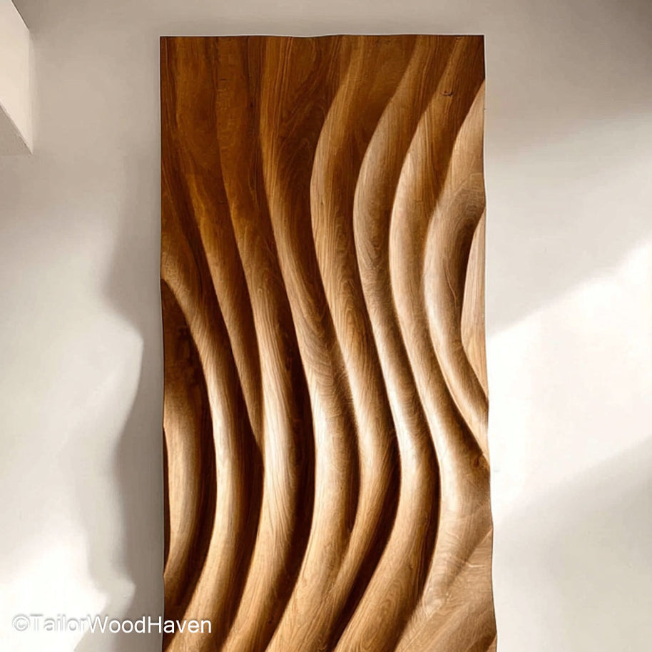 Modern Wood Art Wall Contemporary Wooden Wall Art Featuring Minimalist Design and Natural Grain Texture