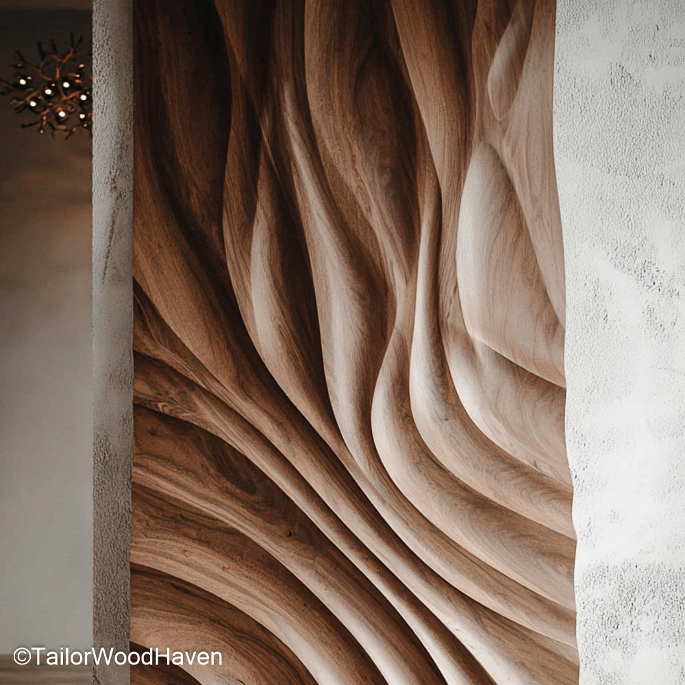 Carved Wood Panels Decorative Wall Panels Carved from Real Wood for Rustic, Boho, or Nature Themed Spaces