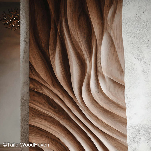 Carved Wood Panels Decorative Wall Panels Carved from Real Wood for Rustic, Boho, or Nature Themed Spaces