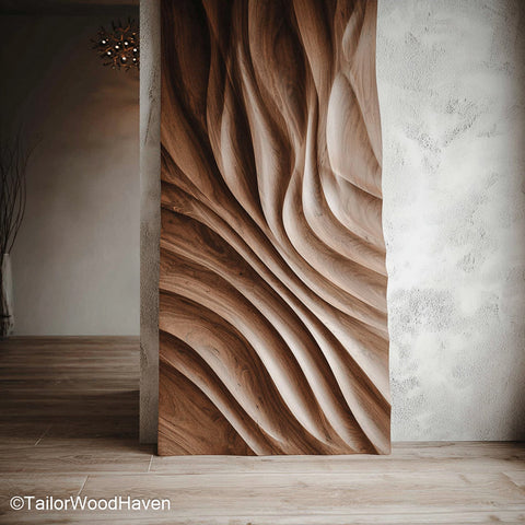 Carved Wood Panels Decorative Wall Panels Carved from Real Wood for Rustic, Boho, or Nature Themed Spaces