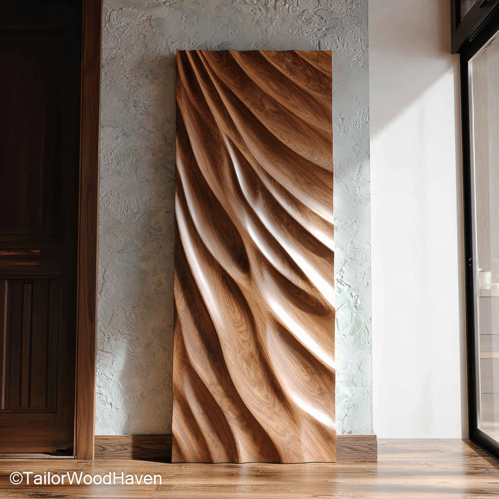 Wood Carved Wall Decor Hand Carved Wooden Wall Decor Featuring Natural Grain and Artisan Detailing