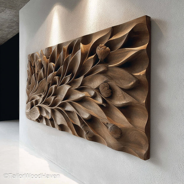 Carved Wood Art for Wall Artistic Wall Decor Featuring Hand Carved Wood in Natural Shapes and Textures