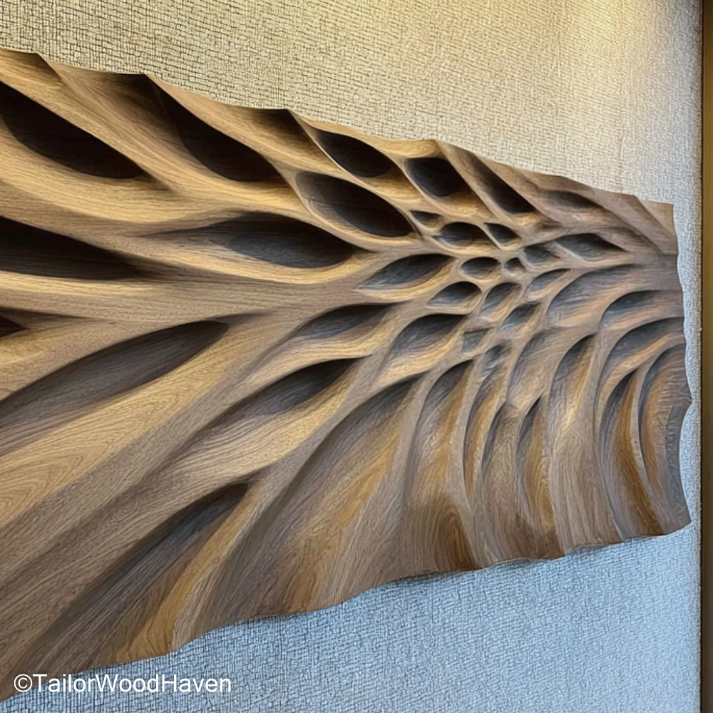 Wall Sculpture Wood Artistic Wall Sculpture Made from Natural Wood with Organic Form and Rustic Texture