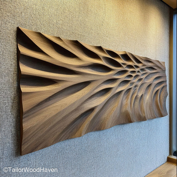 Wall Sculpture Wood Artistic Wall Sculpture Made from Natural Wood with Organic Form and Rustic Texture