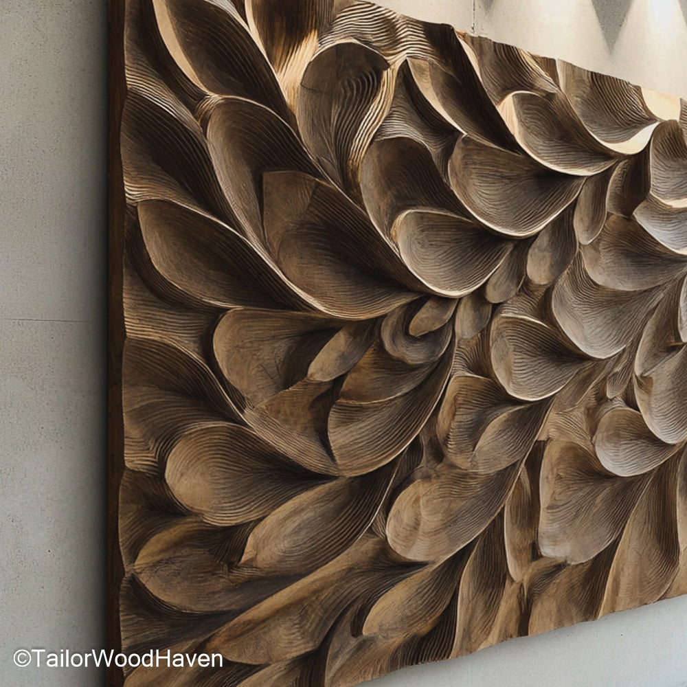 Wooden Carved Wall Decor Wooden Wall Art with Hand Carved Patterns for Warm, Nature Inspired Home Styling