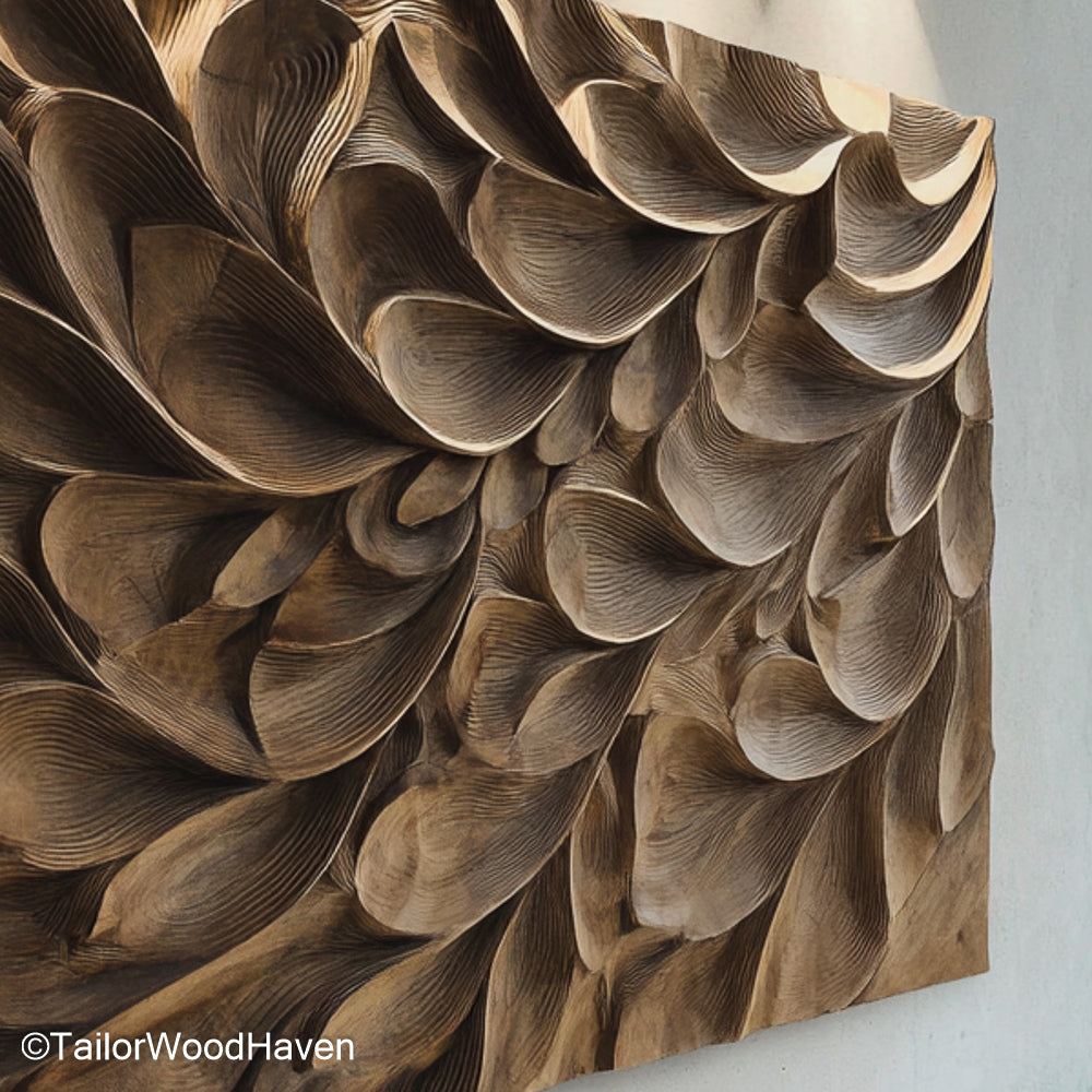 Wooden Carved Wall Decor Wooden Wall Art with Hand Carved Patterns for Warm, Nature Inspired Home Styling