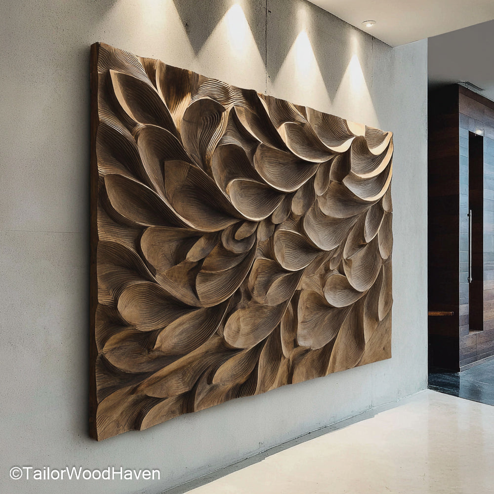 Wooden Carved Wall Decor Wooden Wall Art with Hand Carved Patterns for Warm, Nature Inspired Home Styling