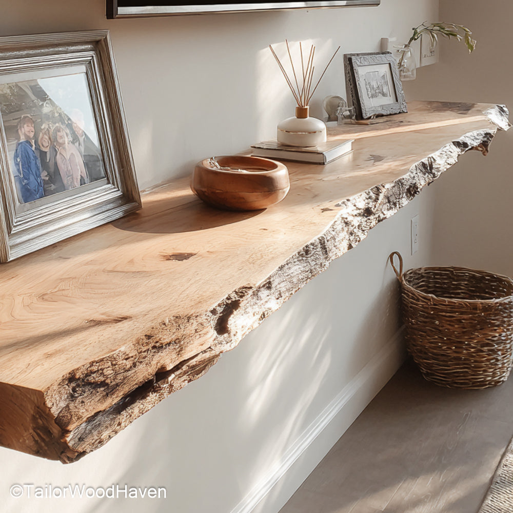 White floating shelves with smooth matte finish and clean lines, ideal for Scandinavian style kitchens, bedrooms, or modern bathrooms