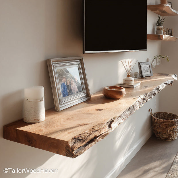 White floating shelves with smooth matte finish and clean lines, ideal for Scandinavian style kitchens, bedrooms, or modern bathrooms