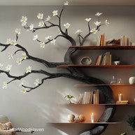 Matte Black Tree Bookshelf Modern Wall Mounted Tree Shelf with Sleek Lines for Contemporary Decor