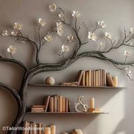 Unique Bookshelf Tree Type Handmade Wall Shelf That Captures the Organic Form of Trees in Functional Art