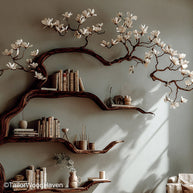 Tree Book Case Handcrafted Standing Wood Bookshelf Styled Like a Tree for Rustic Living Rooms and Home Libraries