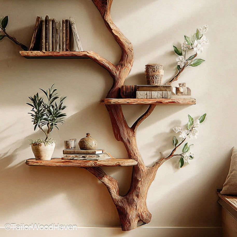 Tree Bookshelf Nursery Kid Friendly Wooden Tree Bookcase for Organizing Books and Toys with Whimsical Design