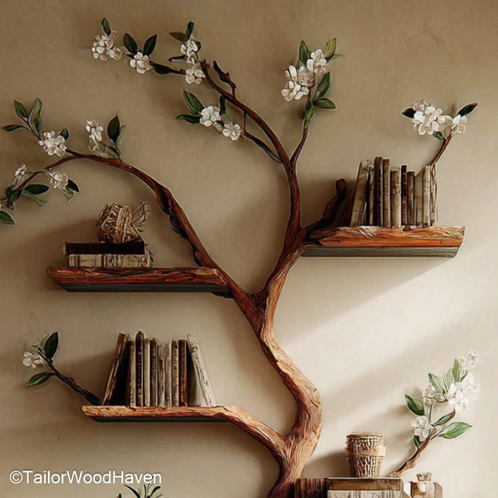 Tree Bookshelf Nursery Kid Friendly Wooden Tree Bookcase for Organizing Books and Toys with Whimsical Design